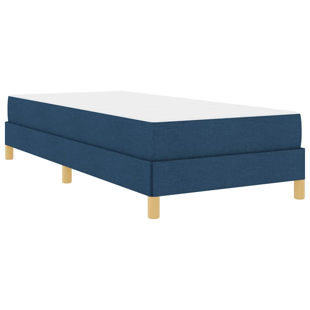 Box Spring Seng Blå Og Brun 90 X 190 Cm Stof Og Konstrueret Træ - Billede 2