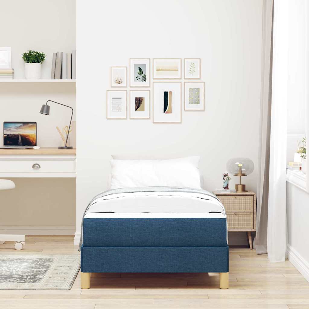 Box Spring Seng Blå Og Hvid 100 X 200 Cm Skum - Billede 4