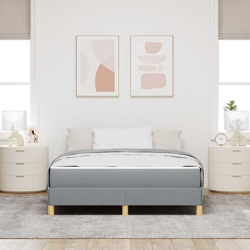 Box Spring Seng Lysegrå Og Brun 140 X 190 Cm - Billede 4