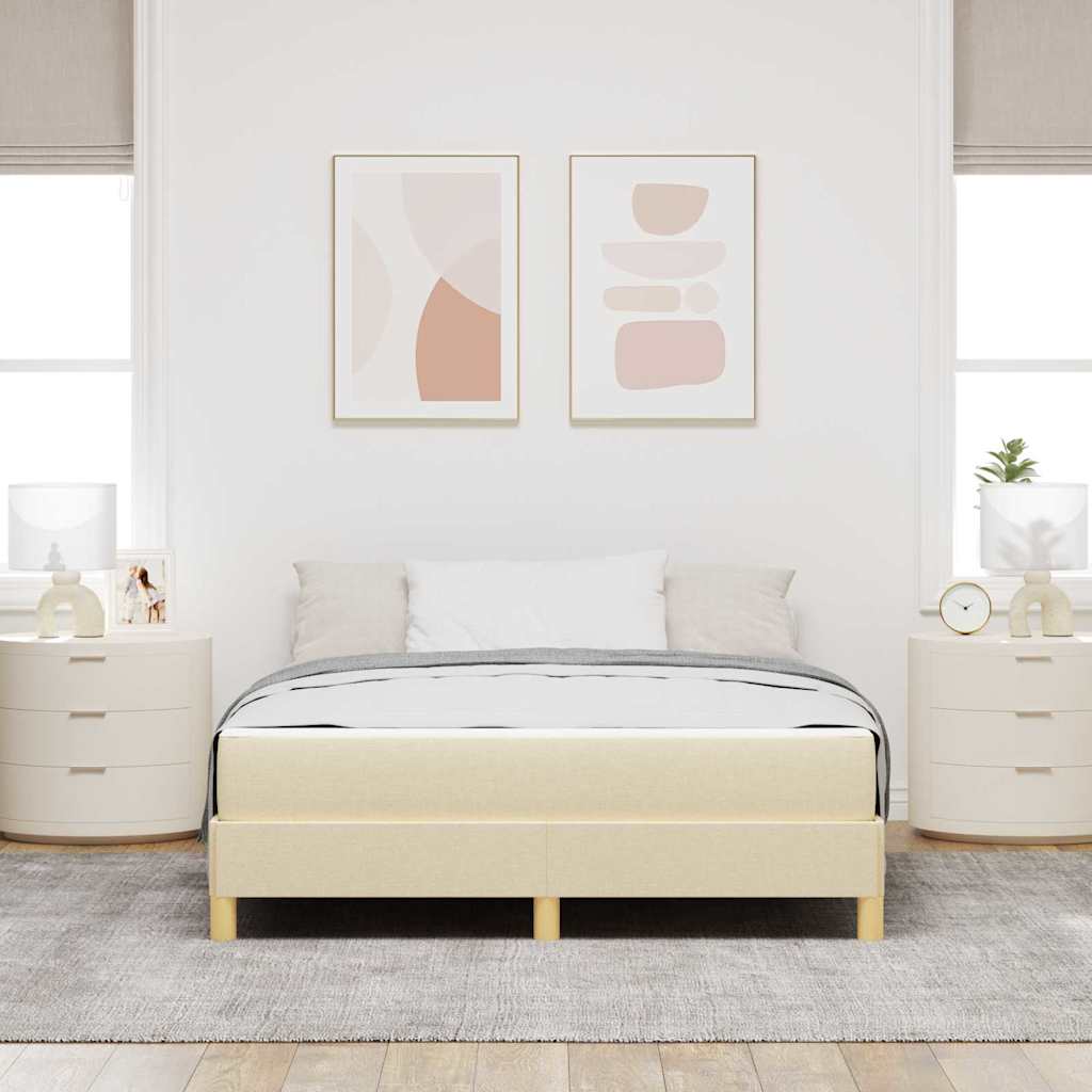 Box Spring Seng Creme Og Brun 140 X 190 Cm - Billede 4