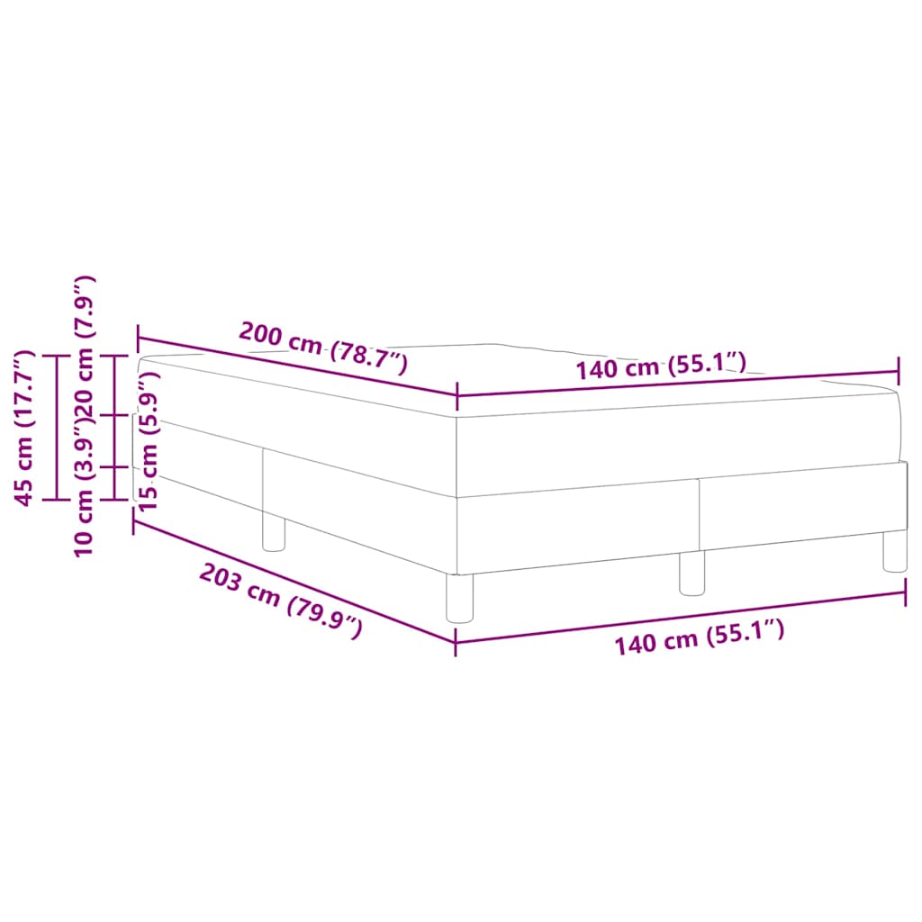 Box Spring Seng Sort, Brun 140 X 200 Cm Stof, Ingeniørtræ - Billede 12