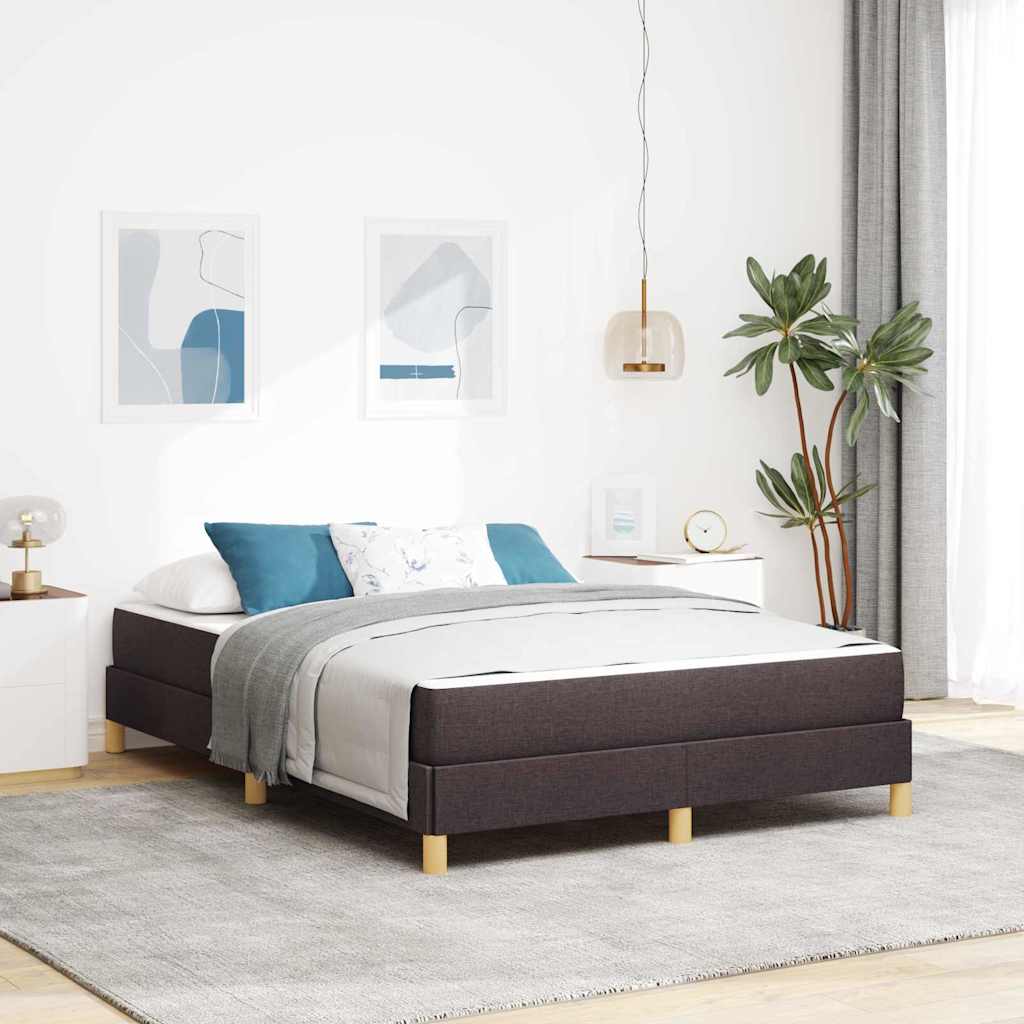 Box Spring Seng Brun 140 X 200 Cm Stof Og Konstrueret Træ - Hovedbillede
