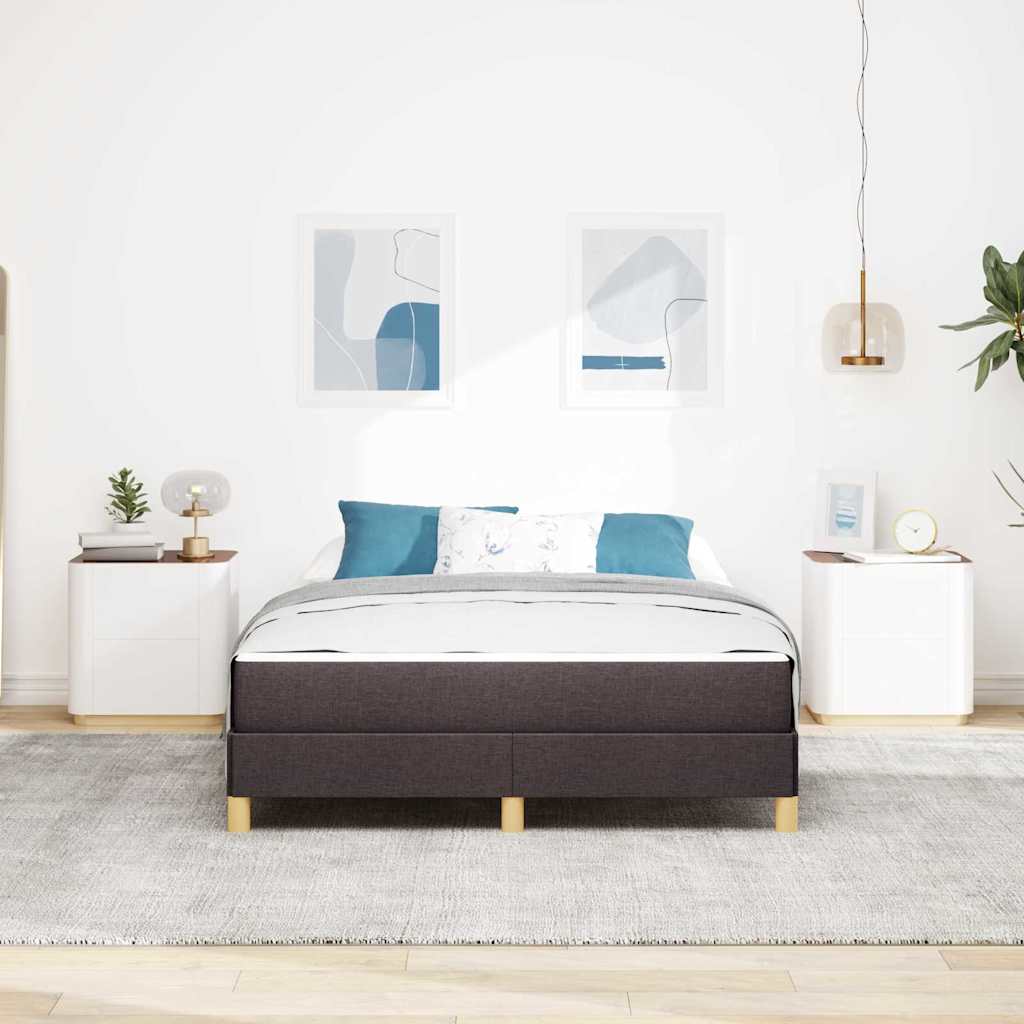 Box Spring Seng Brun 140 X 200 Cm Stof Og Konstrueret Træ - Billede 4
