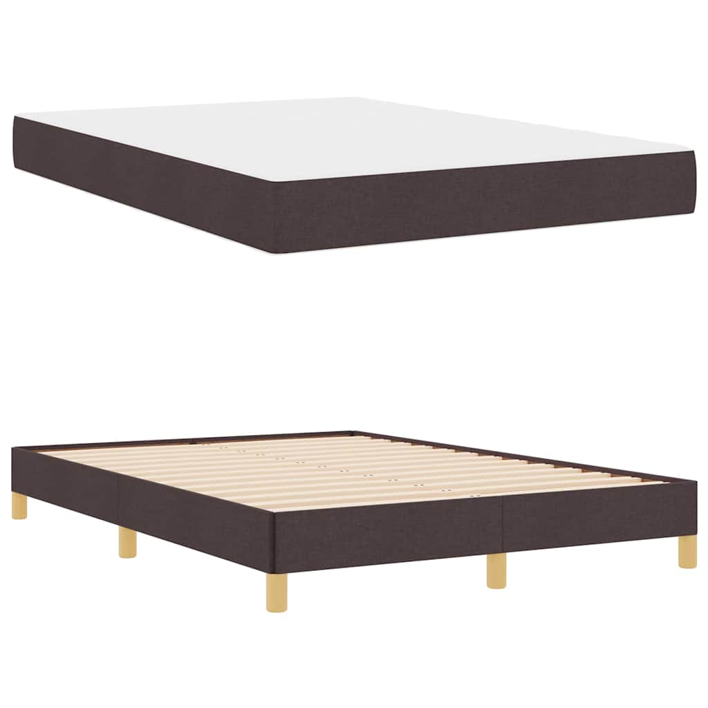 Box Spring Seng Brun 140 X 200 Cm Stof Og Konstrueret Træ - Billede 5