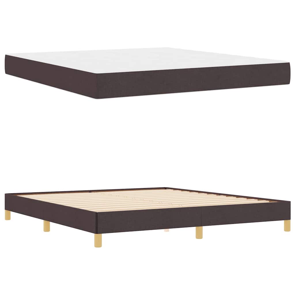Box Spring Seng Brun 180 X 200 Cm Stof Og Konstrueret Træ - Billede 5