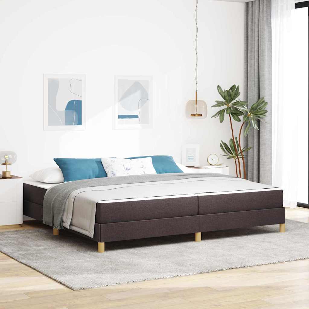 Box Spring Seng Brun 200 X 200 Cm Stof Og Konstrueret Træ - Hovedbillede