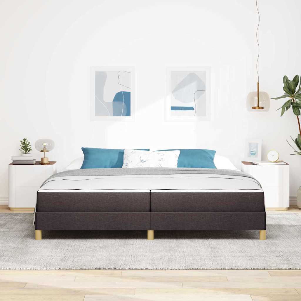 Box Spring Seng Brun 200 X 200 Cm Stof Og Konstrueret Træ - Billede 4