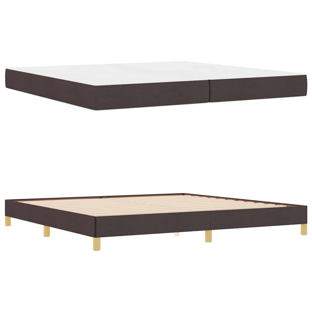 Box Spring Seng Brun 200 X 200 Cm Stof Og Konstrueret Træ - Billede 5