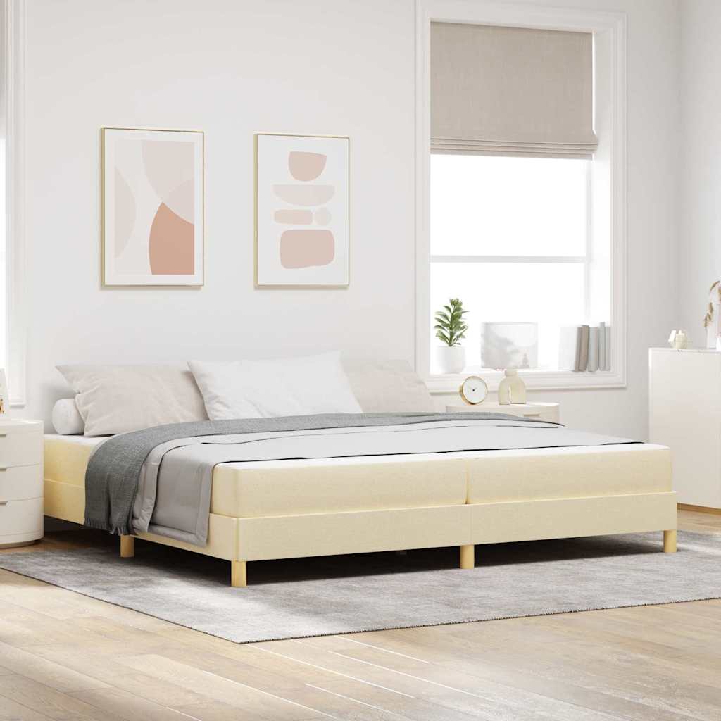 Box Spring Seng Creme Og Brun 200 X 200 Cm - Hovedbillede