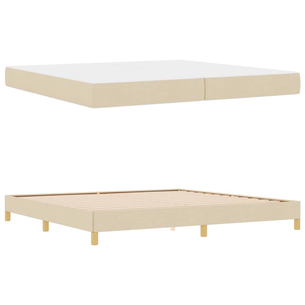 Box Spring Seng Creme Og Brun 200 X 200 Cm - Billede 5
