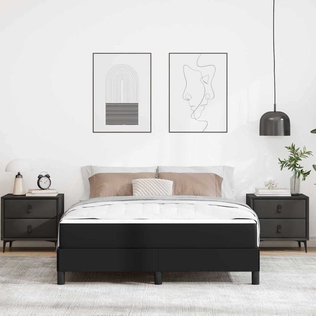 Seng Med Madras Sort 140 X 190 Cm Kunstlæder - Billede 4