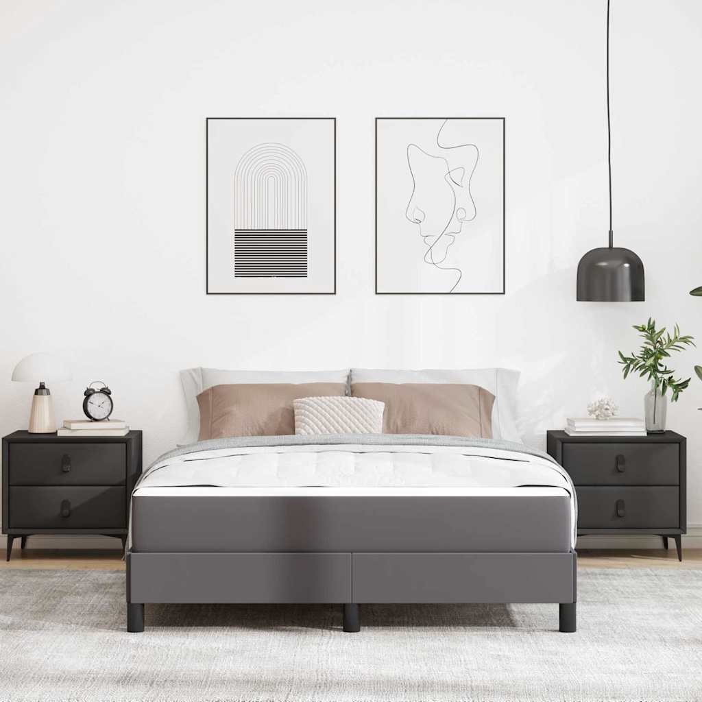 Seng Med Madras Grå 140 X 190 Cm Kunstlæder - Billede 4