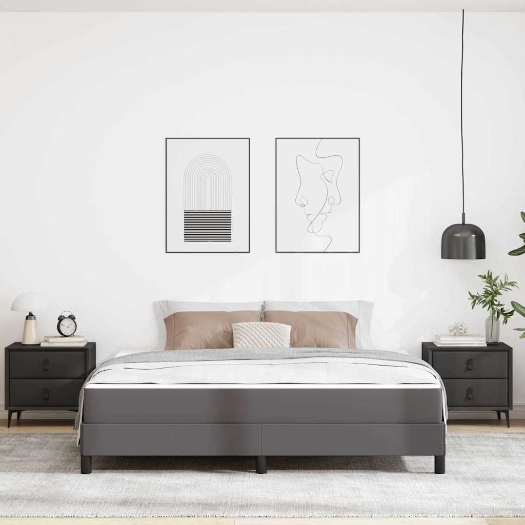 Seng Med Madras Grå 180 X 200 Cm Kunstlæder - Billede 4
