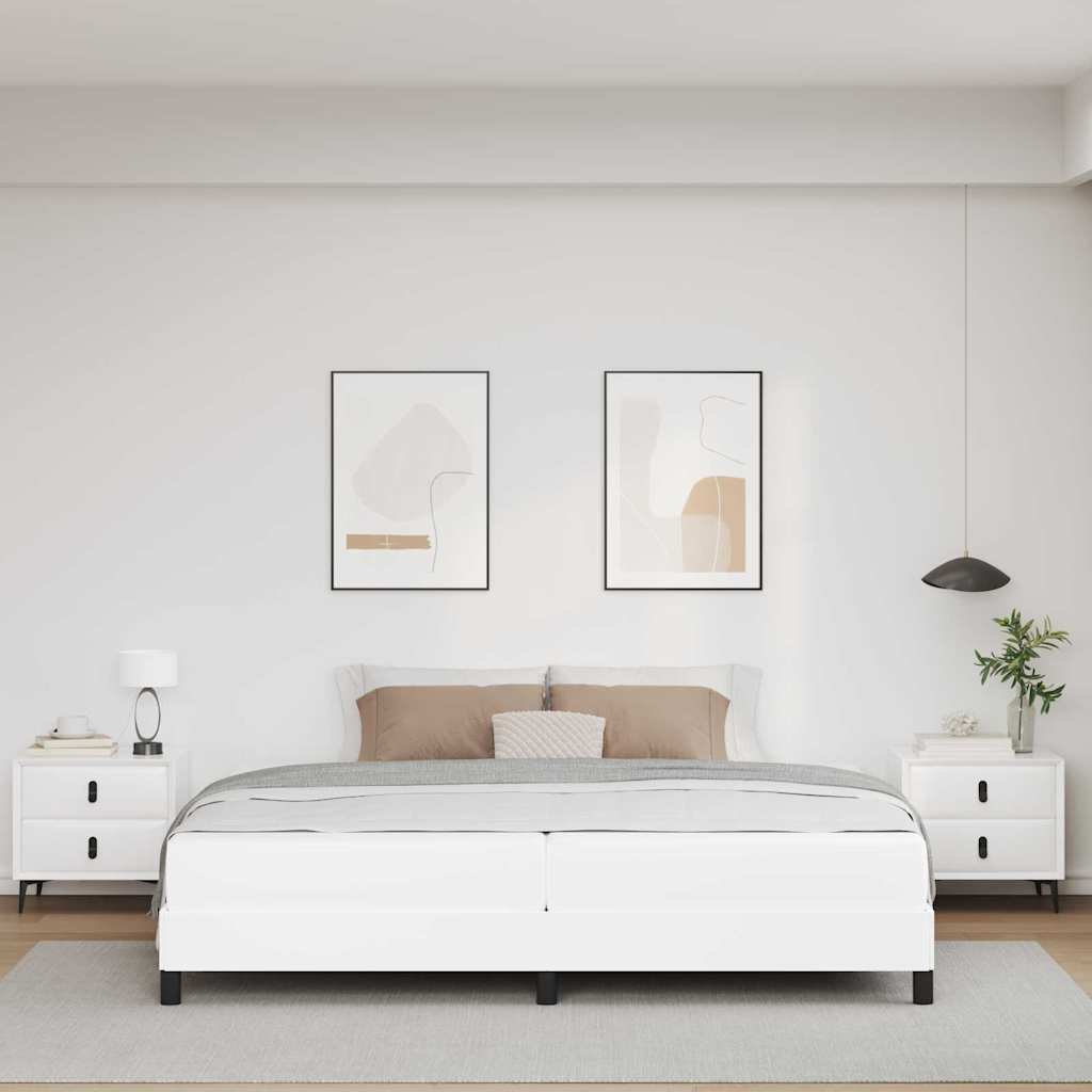 Seng Med Madras Ren Hvid 200 X 200 Cm Kunstlæder - Billede 4