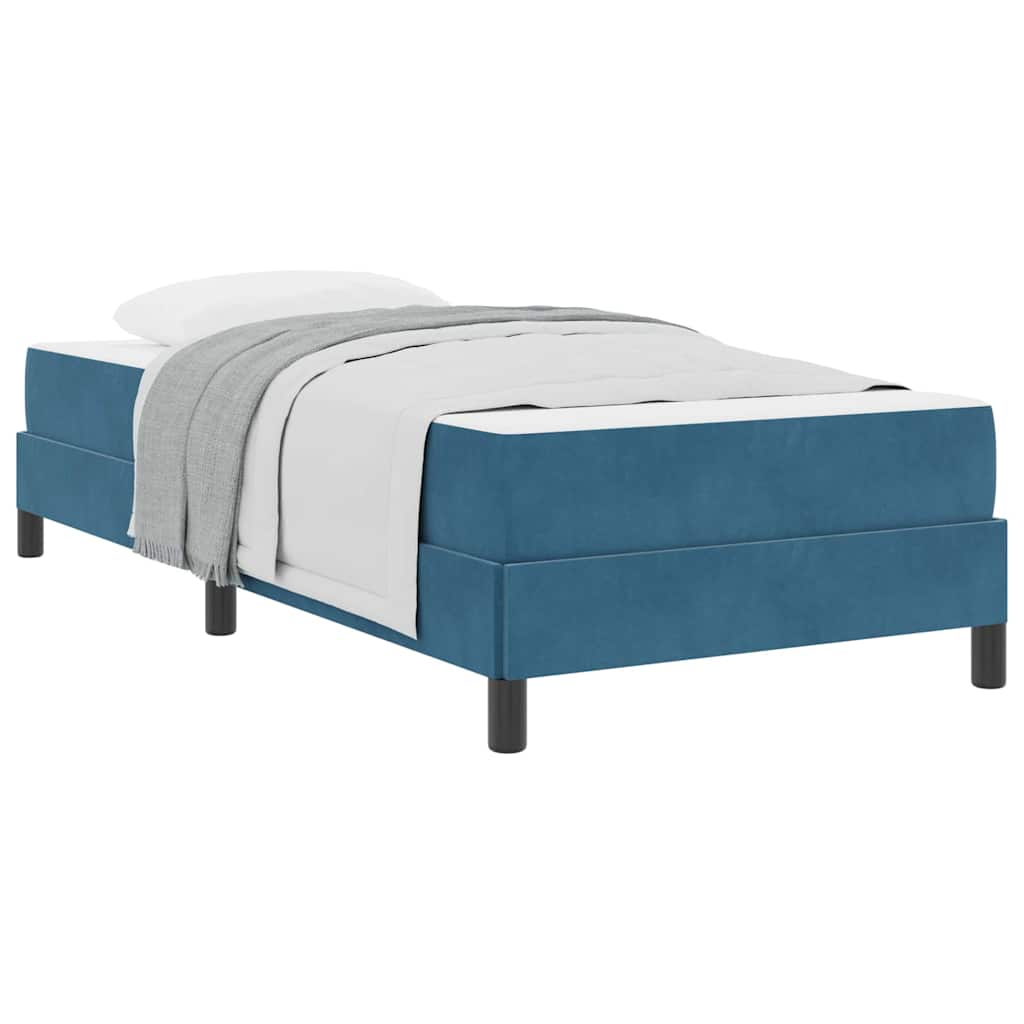 Boxmadras Med Topmadras Med Madras Mørk Blå 80 X 200 Cm Fløjl - Billede 3