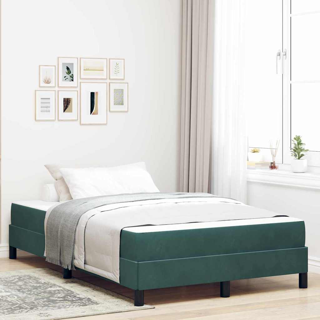 Boxmadras Med Topmadras Med Madras Mørkegrøn 120 X 190 Cm Fløjl - Hovedbillede