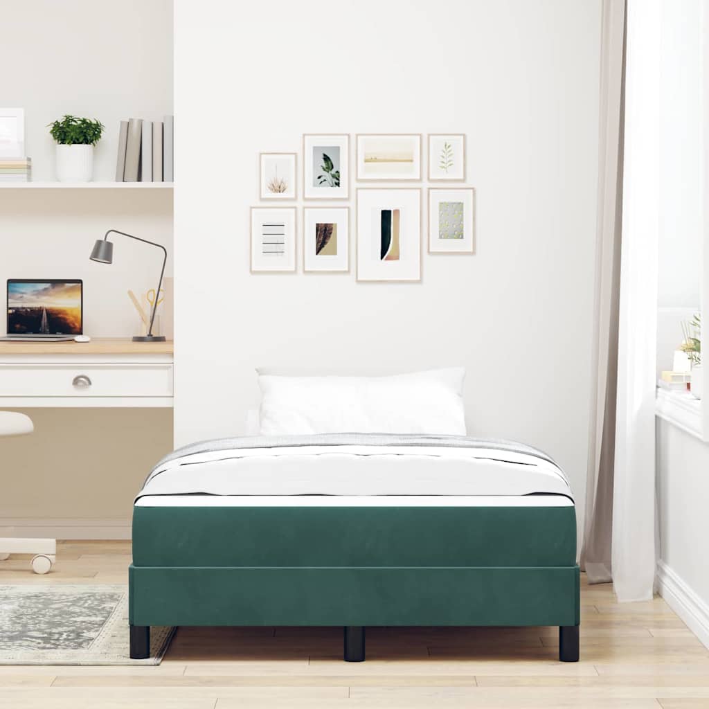 Boxmadras Med Topmadras Med Madras Mørkegrøn 120 X 190 Cm Fløjl - Billede 4