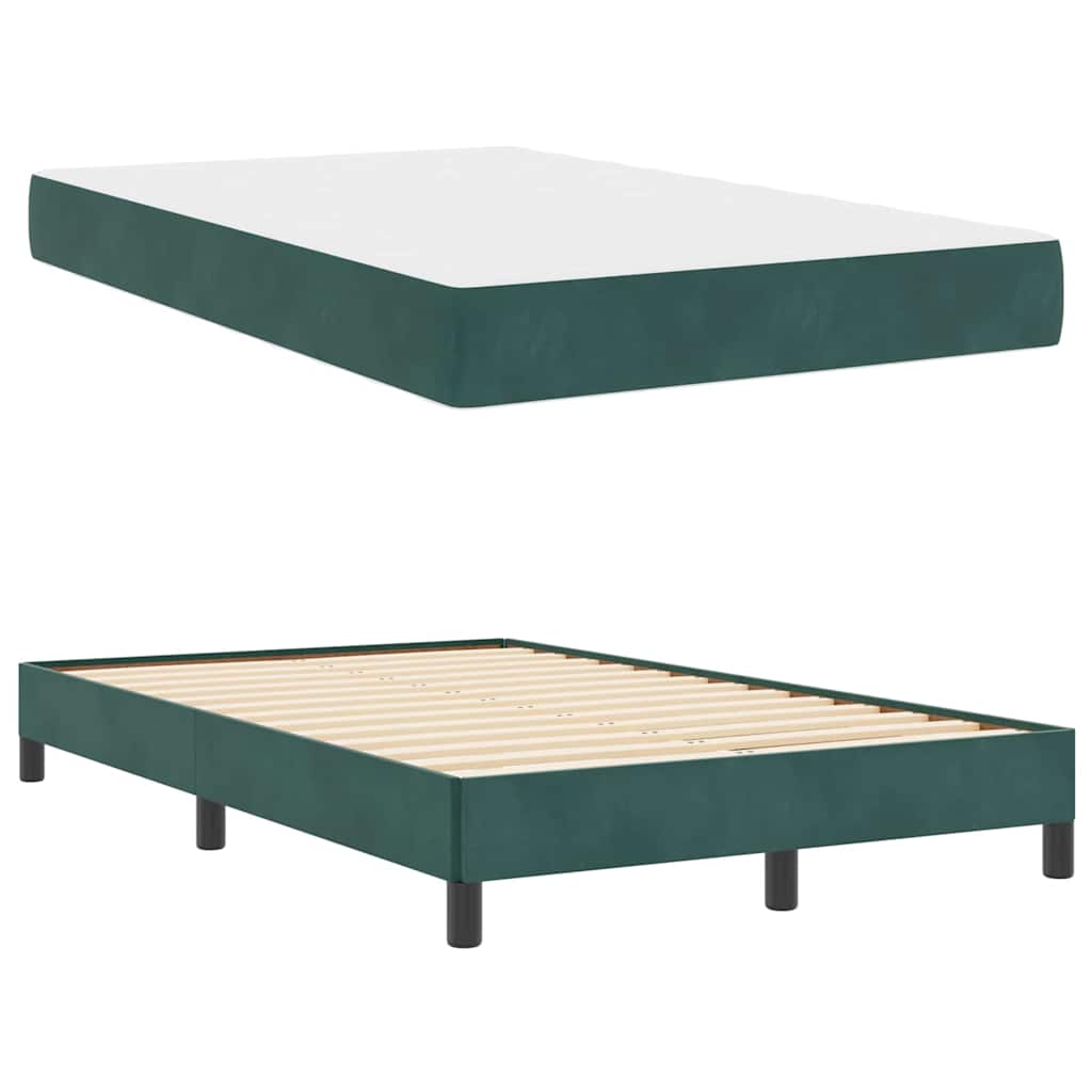 Boxmadras Med Topmadras Med Madras Mørkegrøn 120 X 190 Cm Fløjl - Billede 5