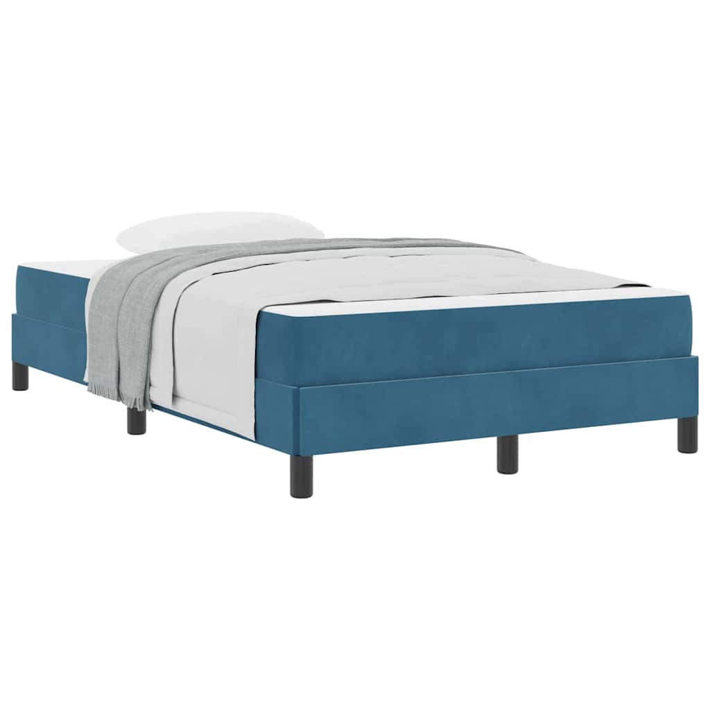 Boxmadras Med Topmadras Med Madras Mørk Blå 120 X 190 Cm Fløjl - Billede 3