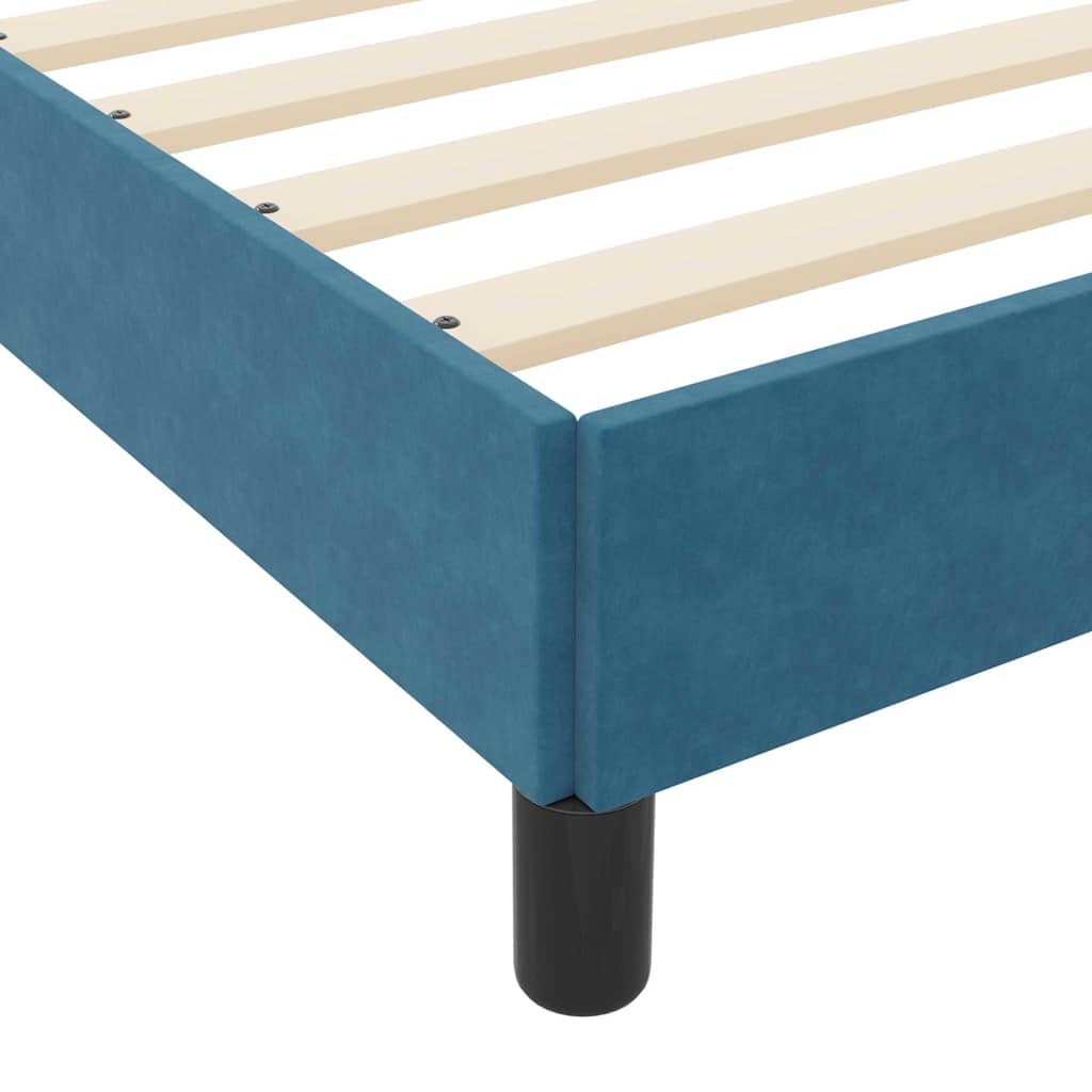 Boxmadras Med Topmadras Med Madras Mørk Blå 140 X 190 Cm Fløjl - Billede 9