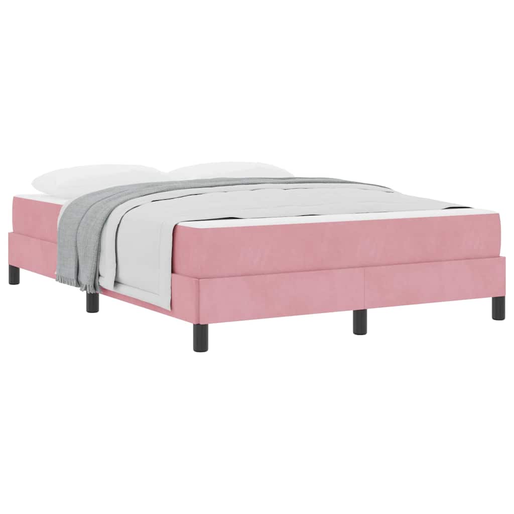 Boxmadras Med Topmadras Med Madras Lyserød 140 X 190 Cm Fløjl - Billede 3
