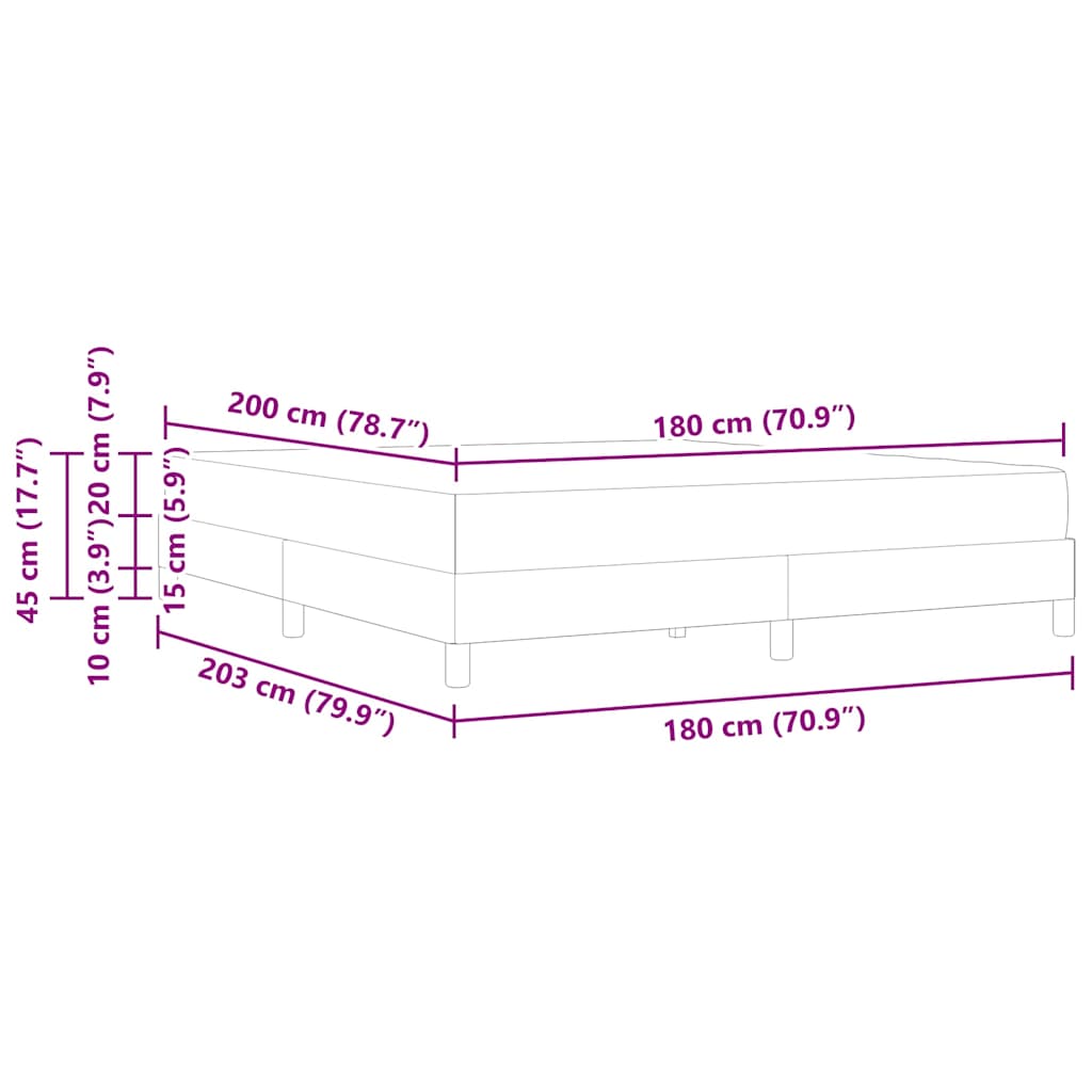 Boxmadras Med Topmadras Med Madras Sort 180 X 200 Cm Fløjl - Billede 12