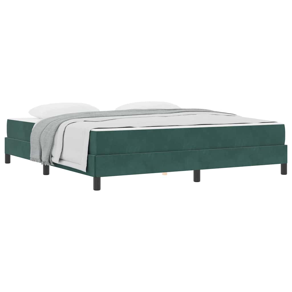 Boxmadras Med Topmadras Med Madras Mørkegrøn 180 X 200 Cm Fløjl - Billede 3