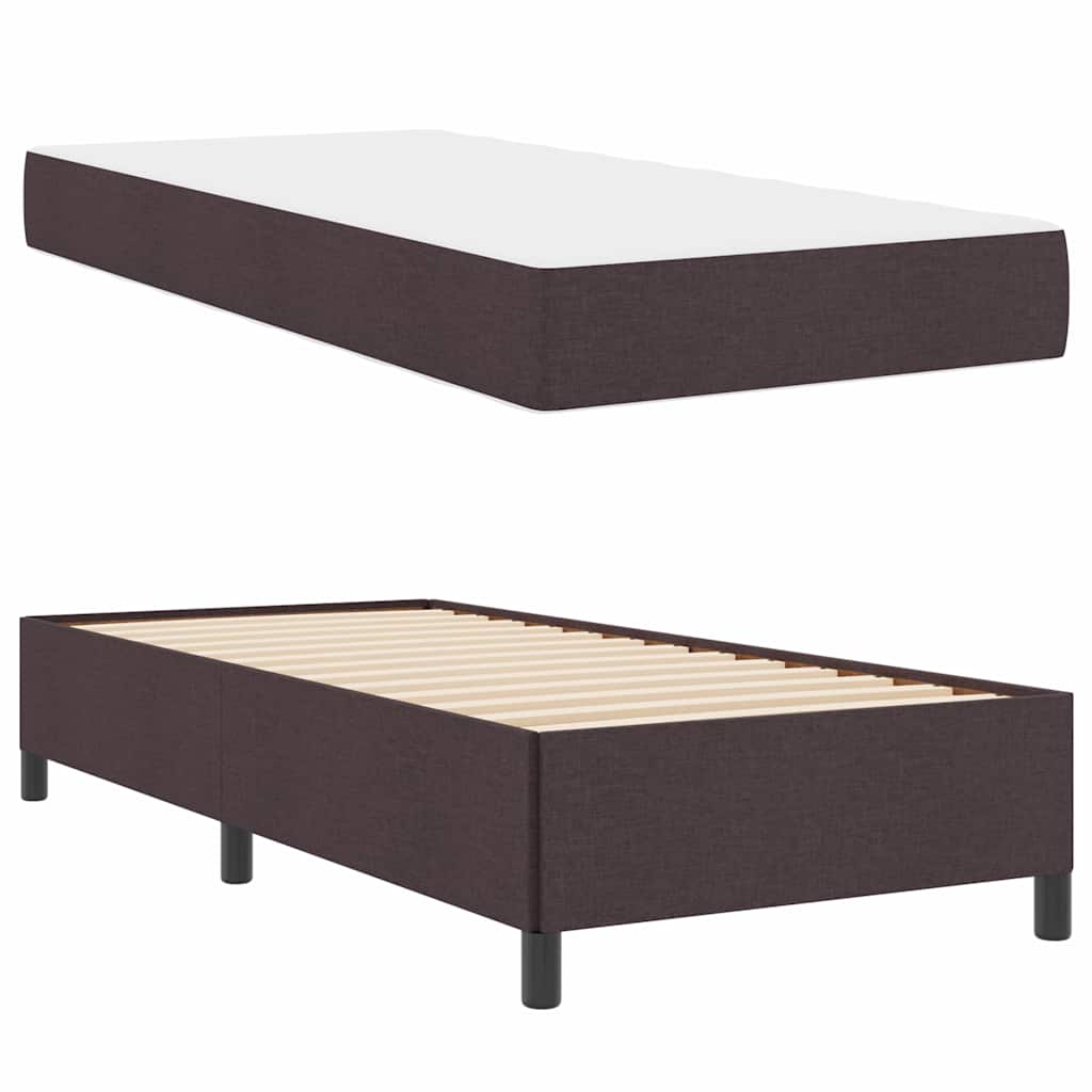 Box Spring Seng Brun 80 X 200 Cm Stof Og Konstrueret Træ - Billede 2