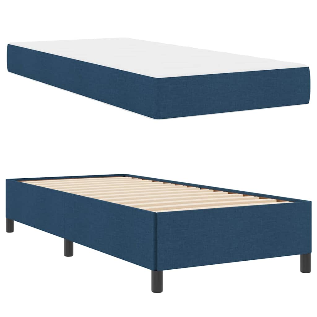 Box Spring Seng Blå Og Sort 80 X 200 Cm Stof Og Konstrueret Træ - Billede 5
