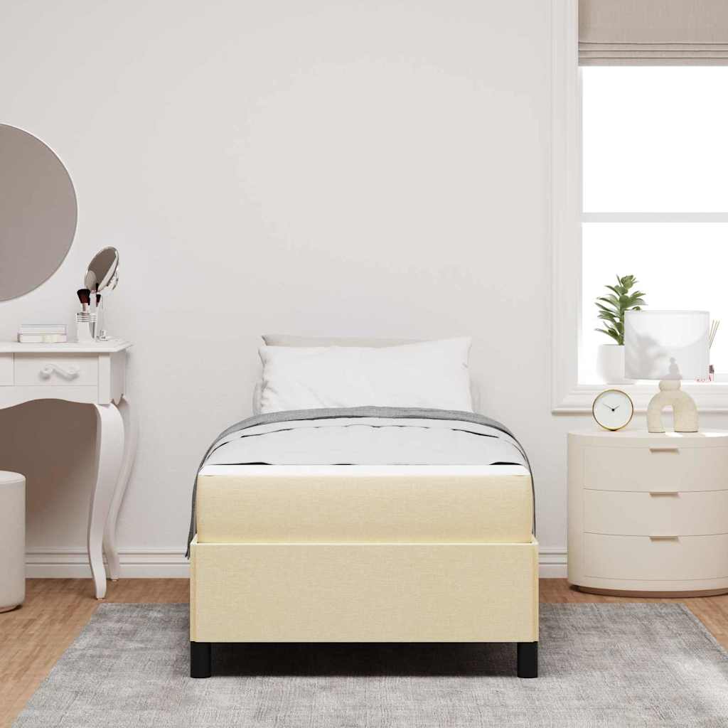 Box Spring Seng Creme Og Sort 90 X 200 Cm - Billede 4