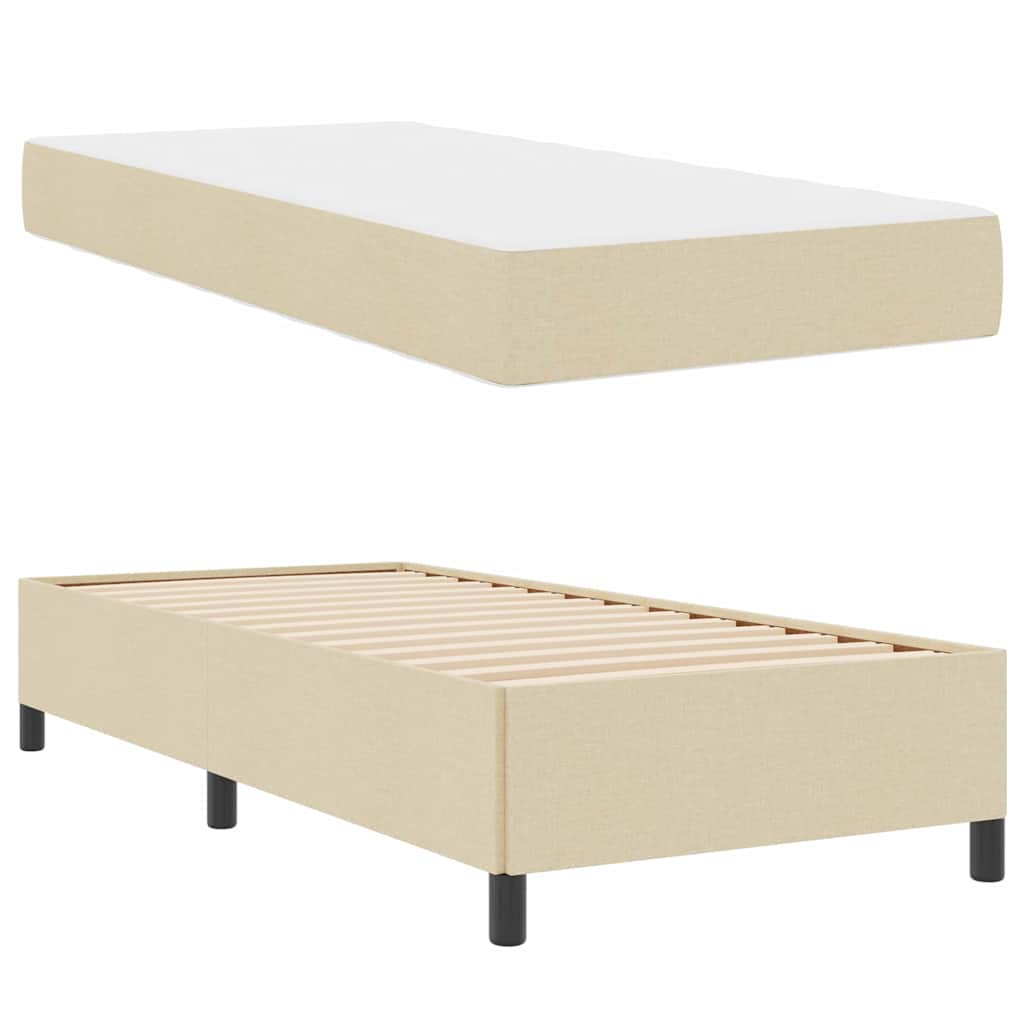 Box Spring Seng Creme Og Sort 90 X 200 Cm - Billede 5
