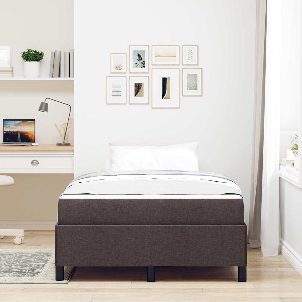 Box Spring Seng Brun 120 X 190 Cm Stof Og Konstrueret Træ - Billede 4