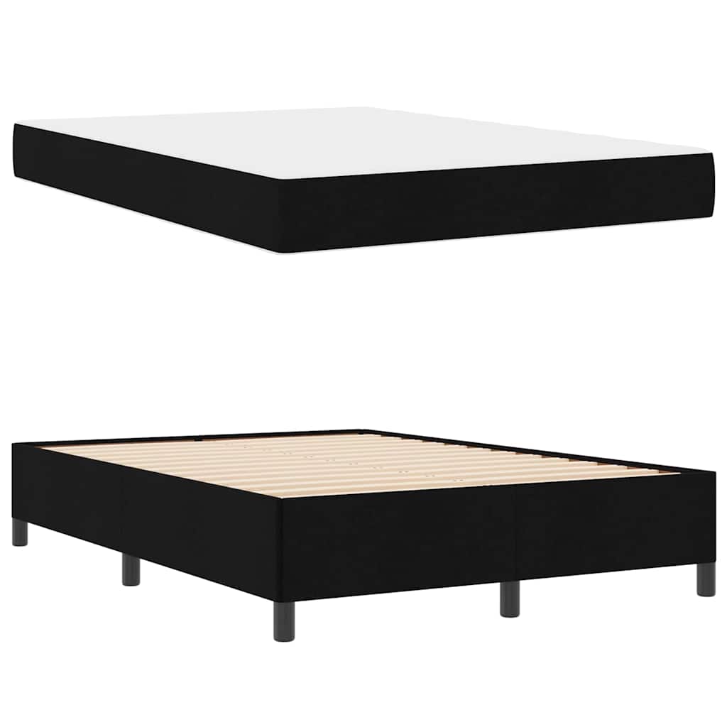 Box Spring Seng Sort Og Sort 140 X 190 Cm - Billede 5
