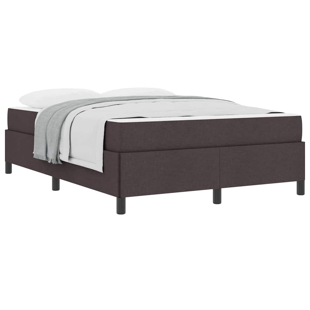 Box Spring Seng Brun 140 X 190 Cm Stof Og Konstrueret Træ - Billede 3