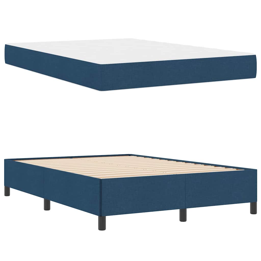Box Spring Seng Blå Og Sort 140 X 190 Cm - Billede 5