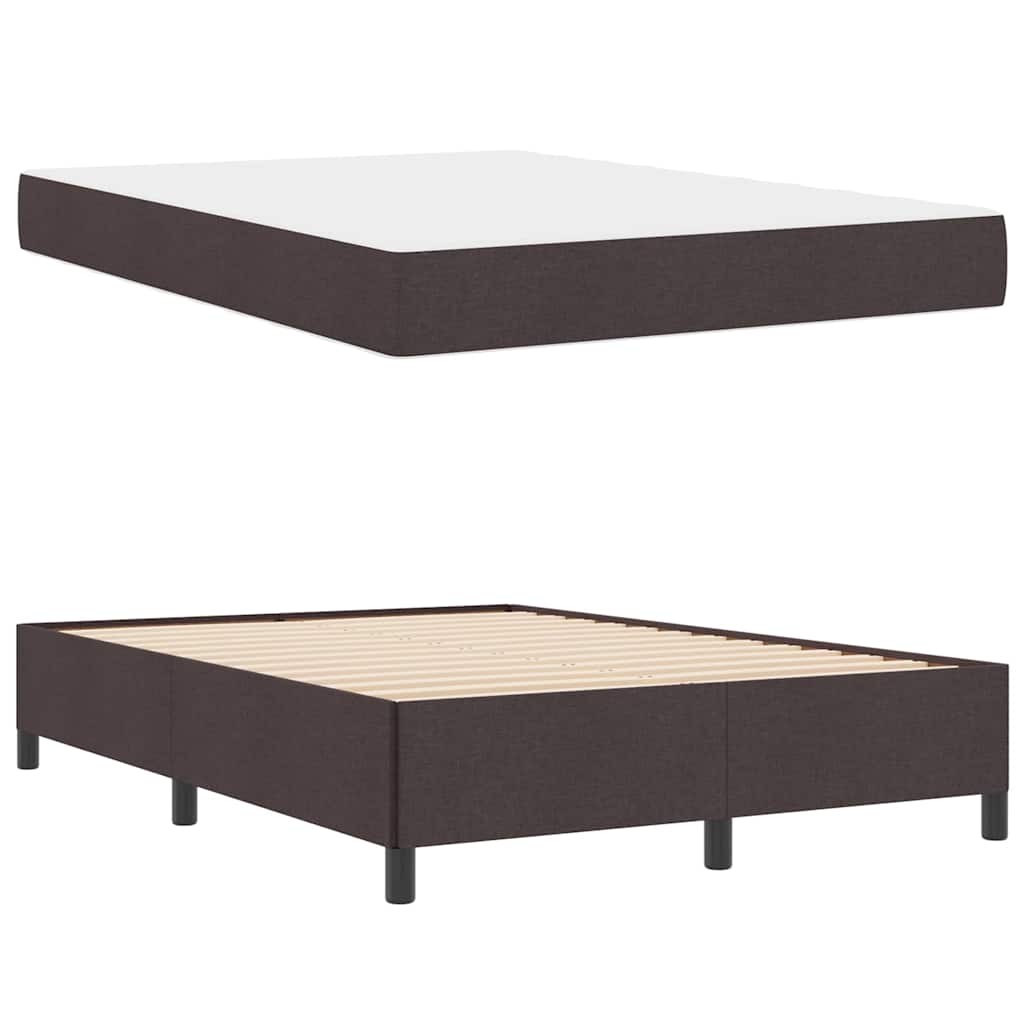 Box Spring Seng Brun 160 X 200 Cm Stof Og Konstrueret Træ - Billede 5