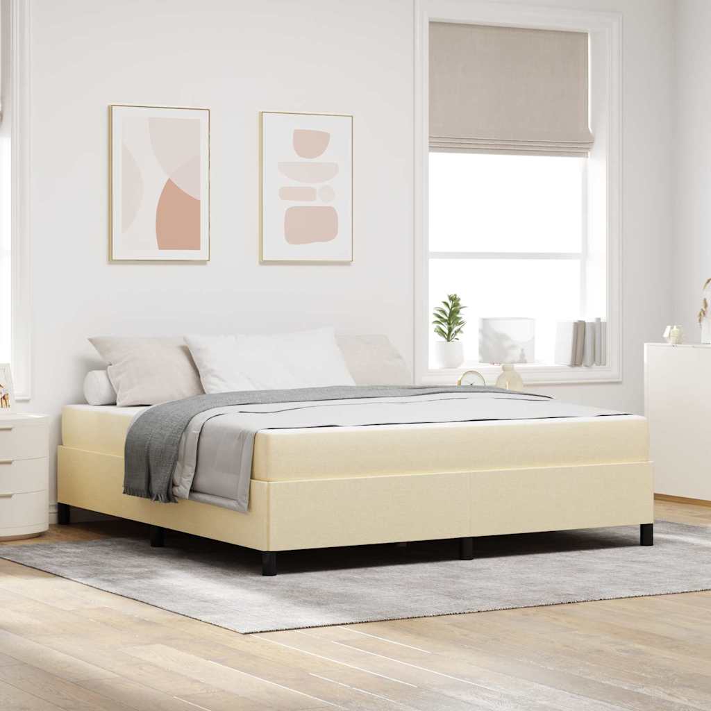 Box Spring Seng Creme Og Sort 180 X 200 Cm - Hovedbillede