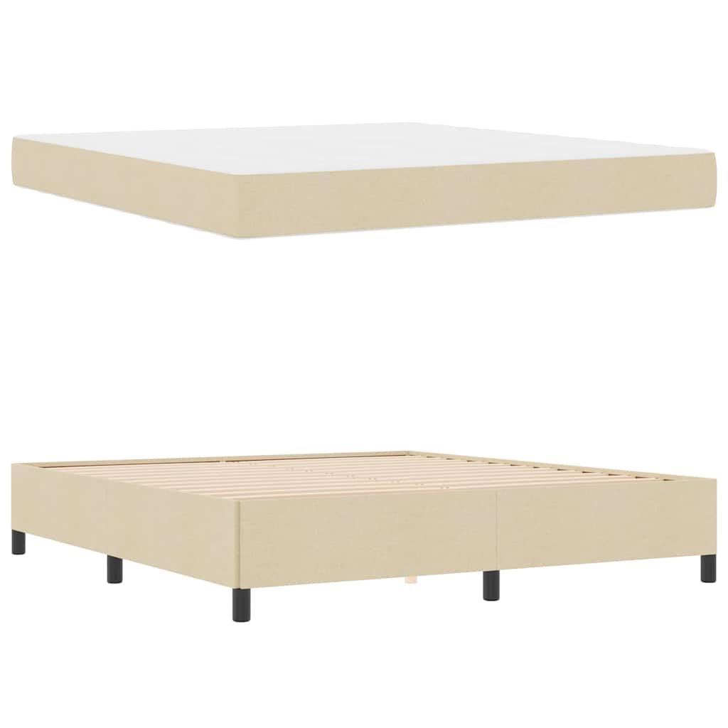 Box Spring Seng Creme Og Sort 180 X 200 Cm - Billede 5