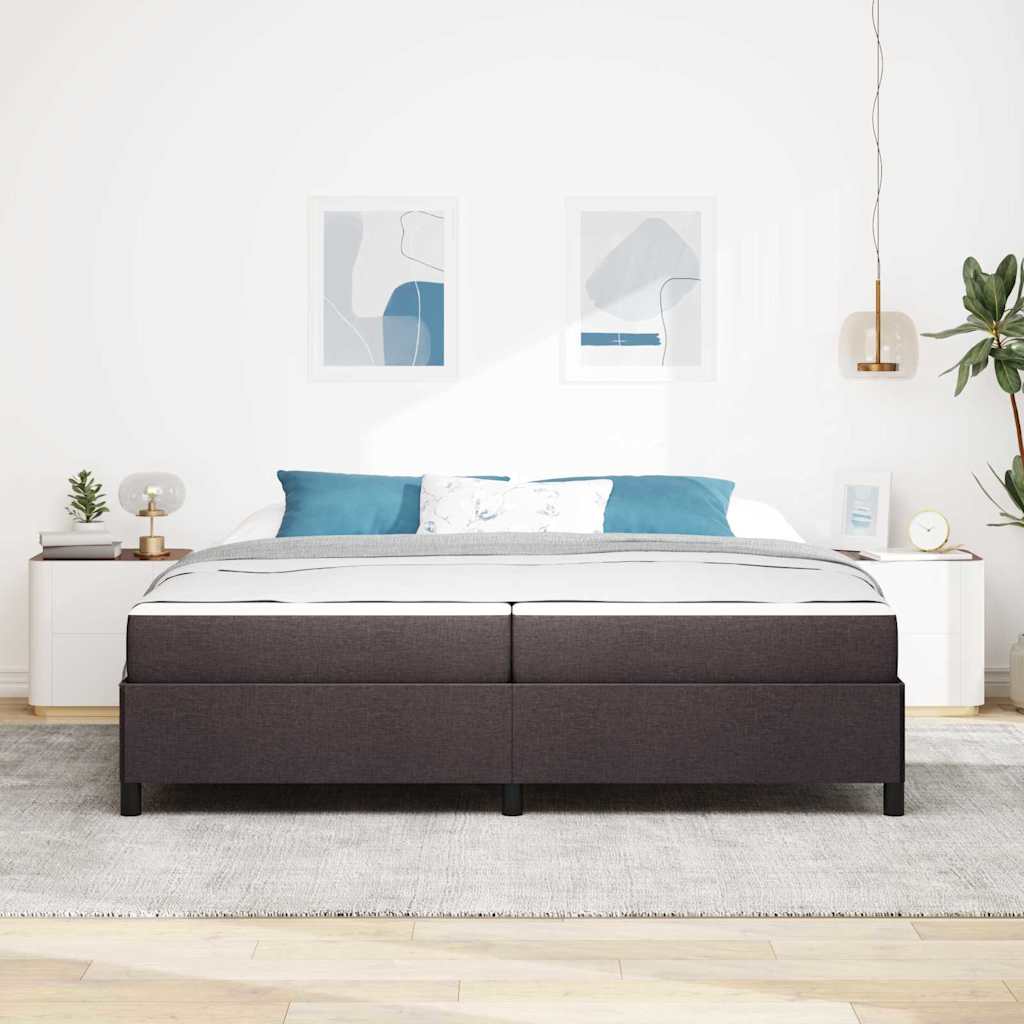 Box Spring Seng Brun 200 X 200 Cm Stof Og Konstrueret Træ - Billede 4