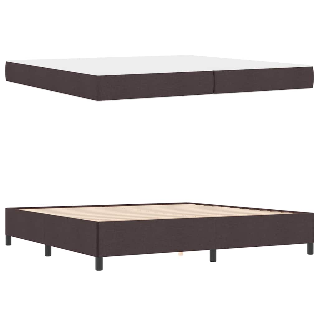 Box Spring Seng Brun 200 X 200 Cm Stof Og Konstrueret Træ - Billede 5