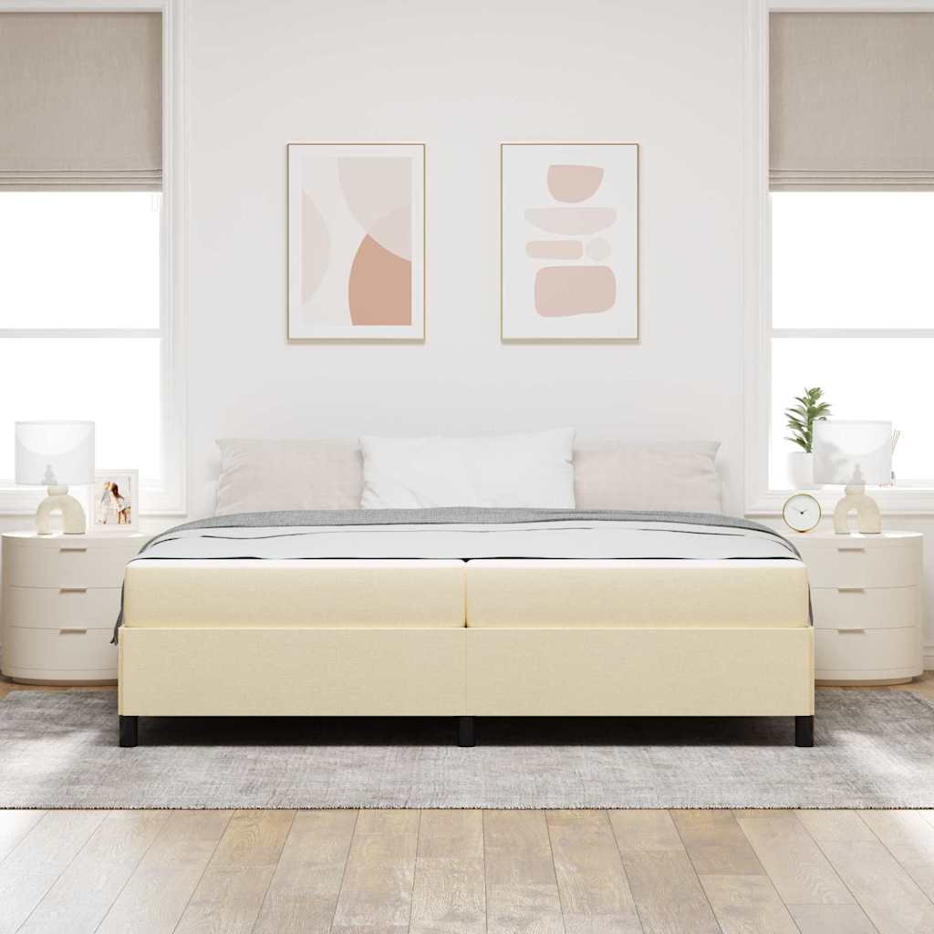 Box Spring Seng Creme Og Sort 200 X 200 Cm - Billede 4