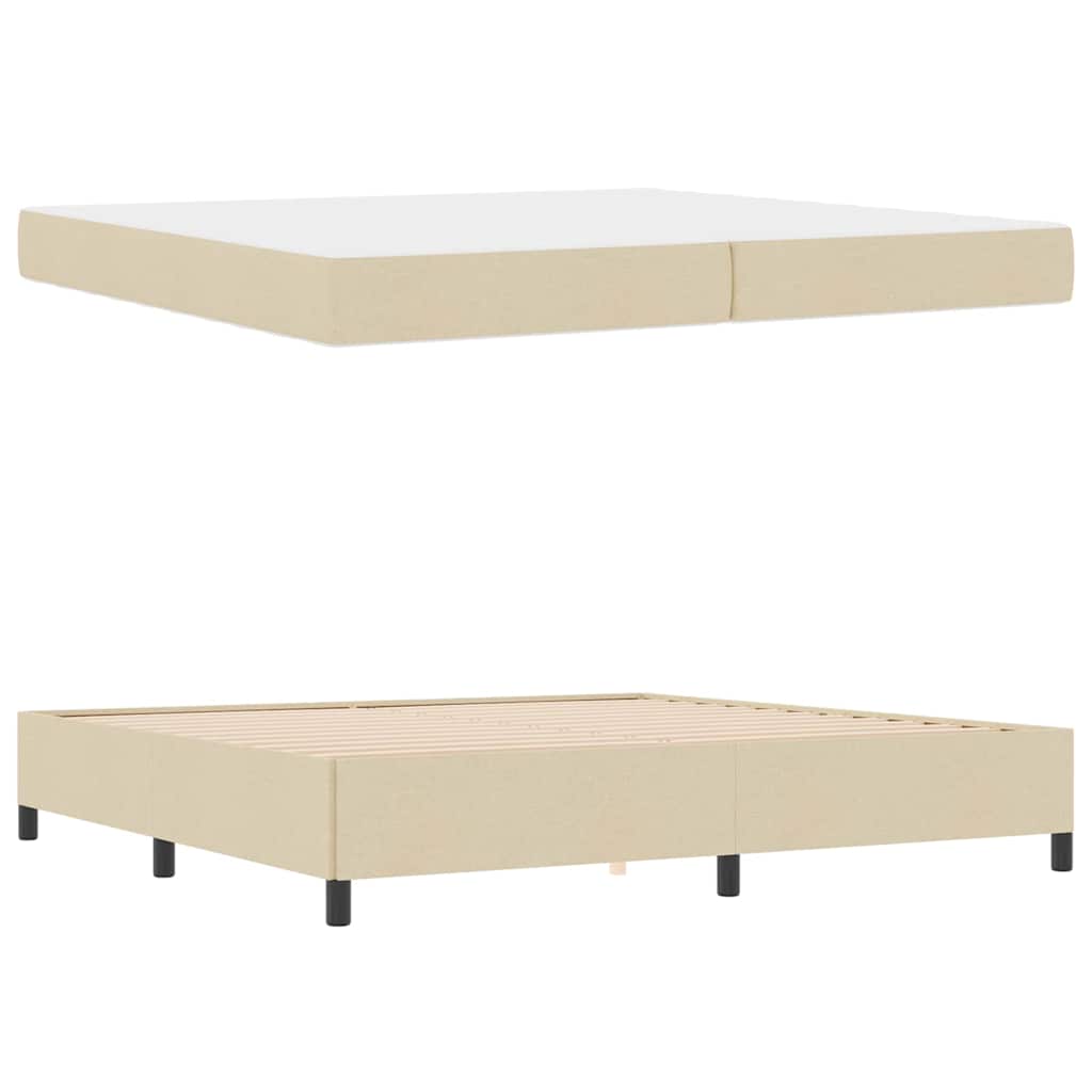 Box Spring Seng Creme Og Sort 200 X 200 Cm - Billede 5