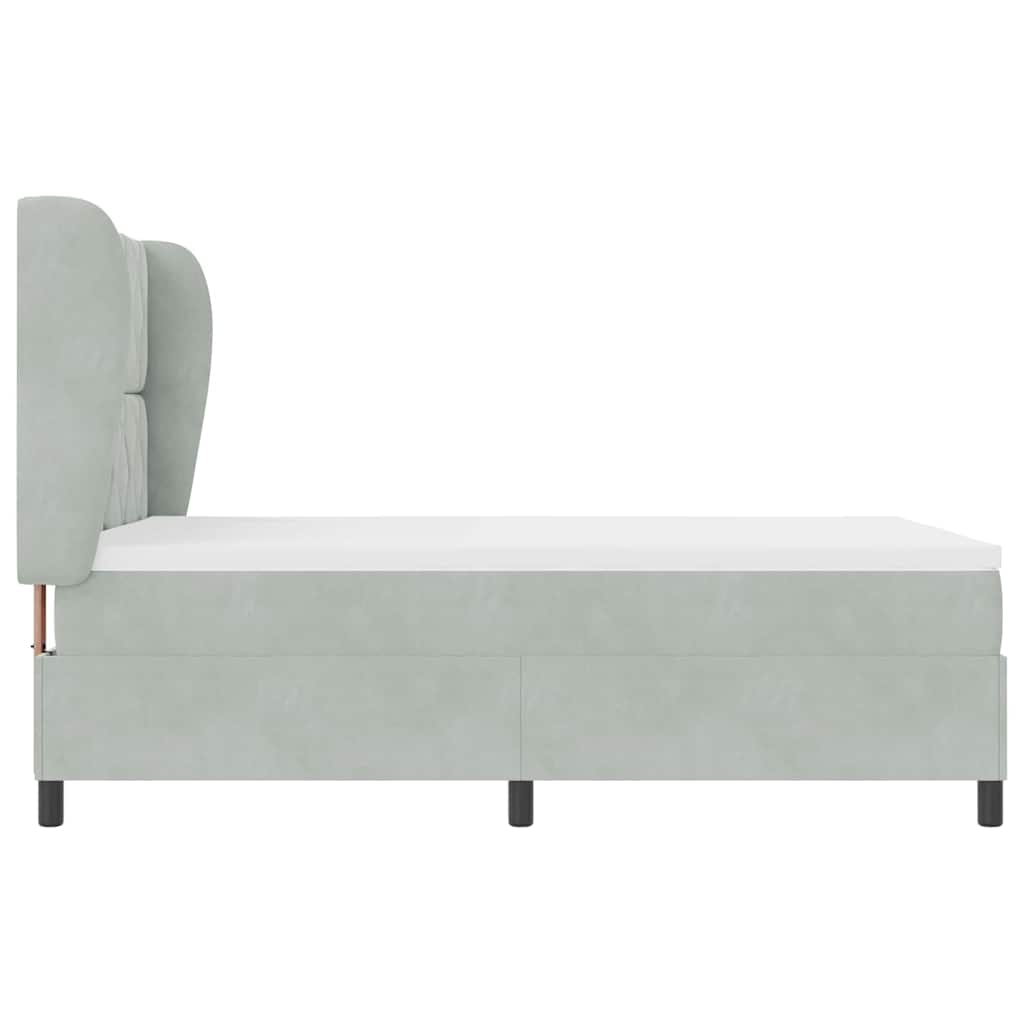Box Spring Seng Med Madras Lysegrå 140 X 190 Cm Fløjl - Billede 9