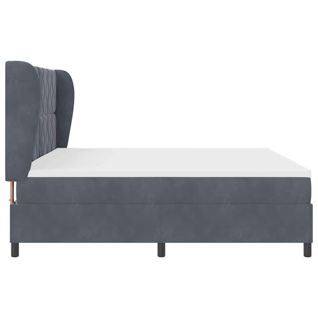 Box Spring Seng Med Madras Mørkegrå 200 X 200 Cm Fløjl - Billede 6