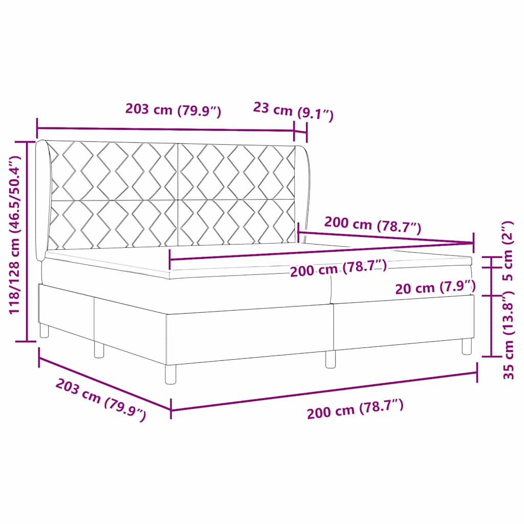 Box Spring Seng Med Madras Mørkegrå 200 X 200 Cm Fløjl - Billede 10