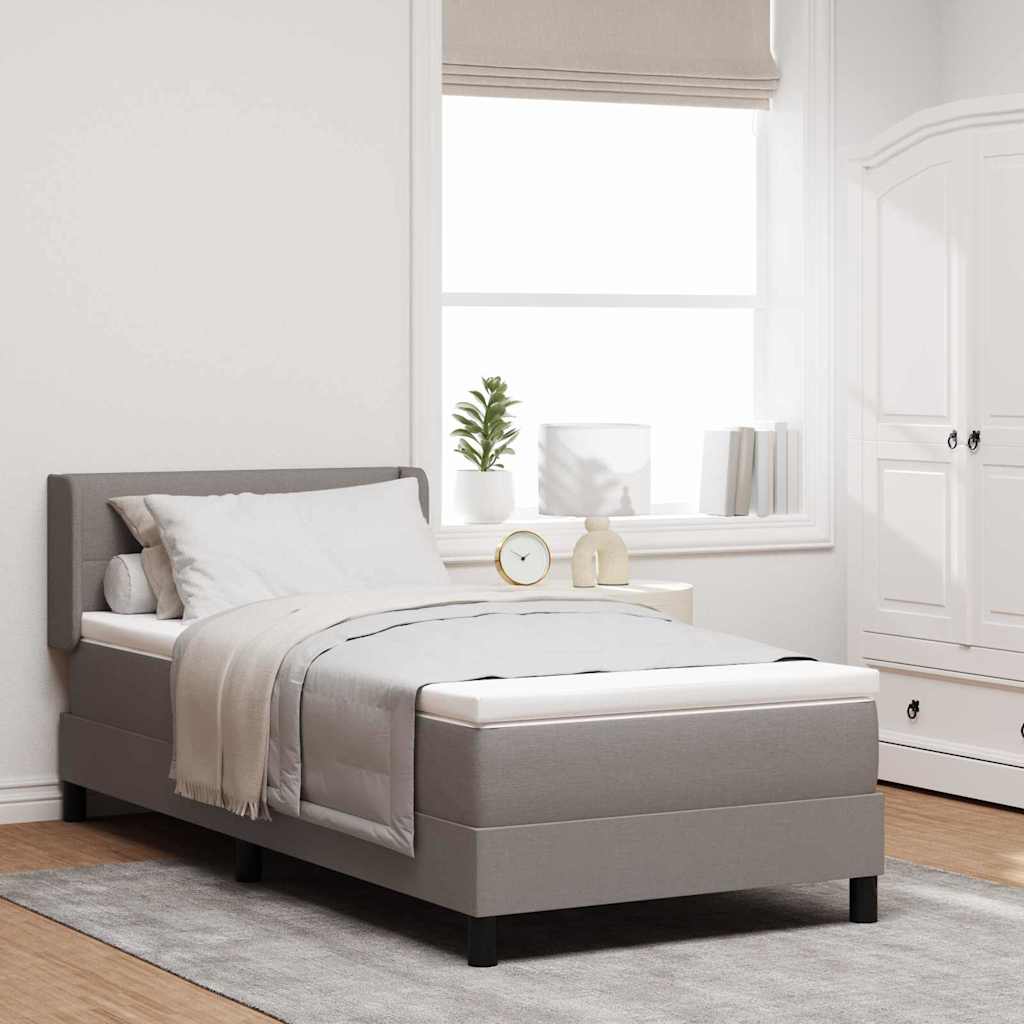 Boxmadras Med Topmadras Gråbrun 80 X 200 Cm Stof Og Ingeniørtræ - Hovedbillede