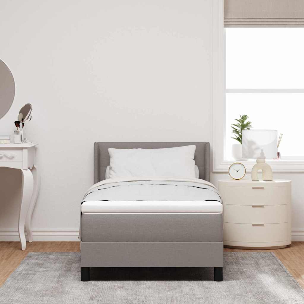 Boxmadras Med Topmadras Gråbrun 80 X 200 Cm Stof Og Ingeniørtræ - Billede 4