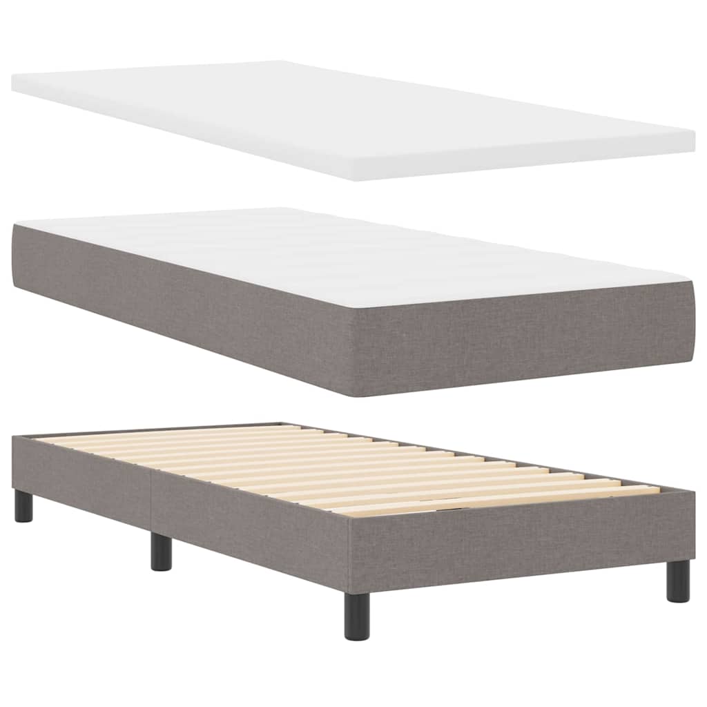 Boxmadras Med Topmadras Gråbrun 80 X 200 Cm Stof Og Ingeniørtræ - Billede 2