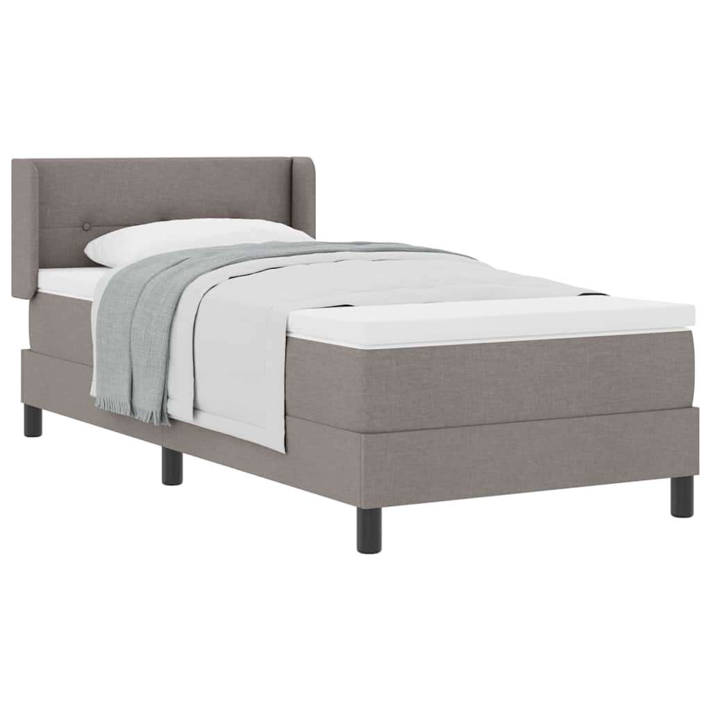 Boxmadras Med Topmadras Gråbrun 80 X 200 Cm Stof Og Ingeniørtræ - Billede 3