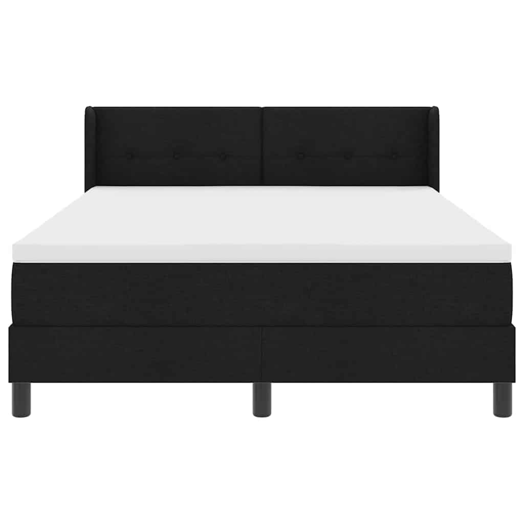 Boxmadras Med Topmadras Sort 140 X 190 Cm Stof Og Ingeniørtræ - Billede 8